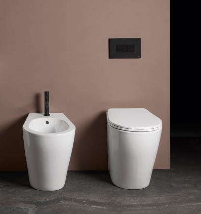 AXA CERAMICA AVANI VASO E BIDET A TERRA FILOMURO NORIM COMPRESO COPRIVASO SOFT-CLOSE Profondità 50 cm