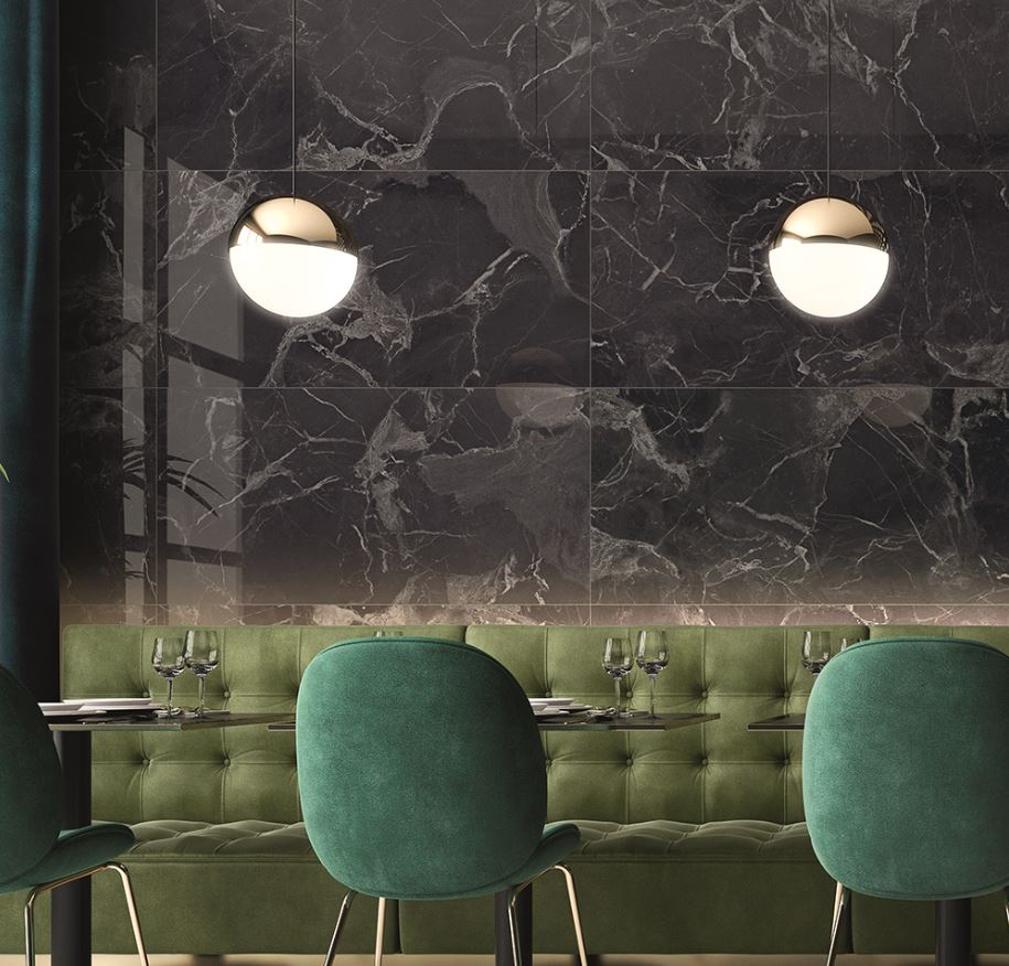 PAVIMENTI RIVESTIMENTI VILLEROY & BOCH NOCTURNE BLACK POLISHED EFFETTO MARMO NERO LUCIDO 60,5 x 120,5 RETT 1^ scelta 9,5